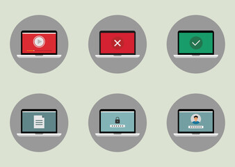 Color image of laptop. Vector illustration
