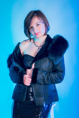 Femme avec son manteau d'hivers
