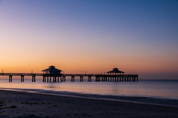 sunrise at the beach, fort myers beach pier