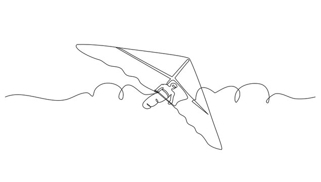 Continuous line art Hang gliding for vector illustration, extreme sports. graphic design modern continuous line drawing
