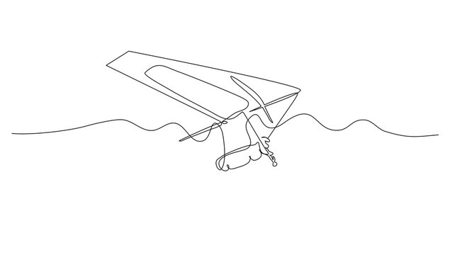 Continuous line art Hang gliding for vector illustration, extreme sports. graphic design modern continuous line drawing