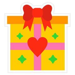 Gift Box Sticker Icon