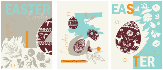 Happy Easter. Background for the design of Easter holidays. Postcard, invitation, poster, banner design. Vector flat design illustration.