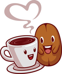 Cute coffee cartoon character design