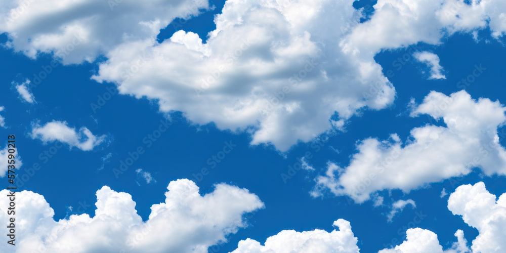 Wall mural clouds on the blue sky seamless texture, pattern background (created with generative ai)