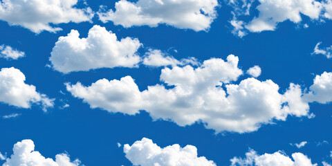 Naklejka na ściany i meble Clouds on the blue sky seamless texture, pattern background (created with Generative AI)