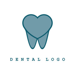 Dental clinic logo. Heals teeth icon. Dentist office. Tooth with heart style.  Abstract dental logo.