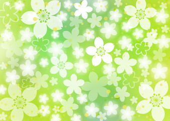 満開の桜吹雪　グリーン