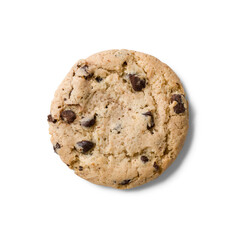 Classic american chocolate chip cookie  isolated on a transparent background, PNG. High resolution.