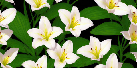 Fototapeta na wymiar Lily flowers seamless texture, pattern background (created with Generative AI)