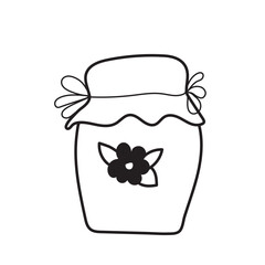 Cute hand drawn glass jar with jam. Doodle sweet preserve illustration. doodle. clipart. vector illustration