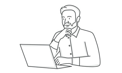 Thinking businessman with beard.