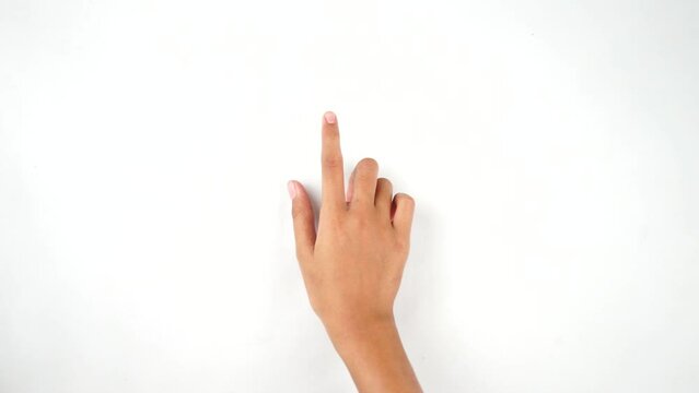 Hand touching screen and swipe isolated