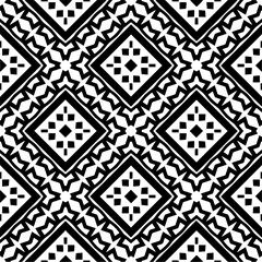 Vector geometric seamless pattern. Minimal ornamental background with abstract shapes. Black and white texture. Simple abstract ornament background. Dark repeat design for decor, fabric, cloth.