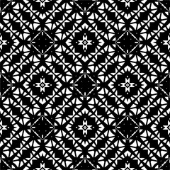 Vector geometric seamless pattern. Minimal ornamental background with abstract shapes. Black and white texture. Simple abstract ornament background. Dark repeat design for decor, fabric, cloth.