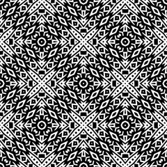 Vector geometric seamless pattern. Minimal ornamental background with abstract shapes. Black and white texture. Simple abstract ornament background. Dark repeat design for decor, fabric, cloth.