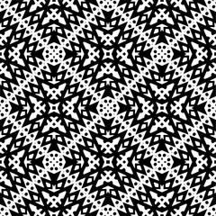 Vector geometric seamless pattern. Minimal ornamental background with abstract shapes. Black and white texture. Simple abstract ornament background. Dark repeat design for decor, fabric, cloth.