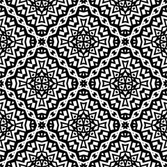 Vector geometric seamless pattern. Minimal ornamental background with abstract shapes. Black and white texture. Simple abstract ornament background. Dark repeat design for decor, fabric, cloth.