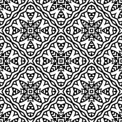 Vector geometric seamless pattern. Minimal ornamental background with abstract shapes. Black and white texture. Simple abstract ornament background. Dark repeat design for decor, fabric, cloth.