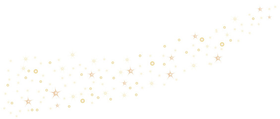 Shiny stars on a transparent background. Golden sparkling lights. Festive glow. Magic star effect. Glitter background. Designing a holiday party.