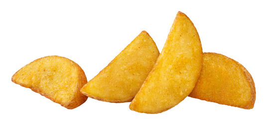 Delicious fried potato wedges cut out