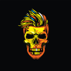 Original vector illustration in retro style skull head with eyes. T-shirt design, design element.