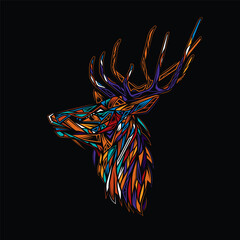 Obraz na płótnie Canvas Original abstract vector illustration. Deer in neon retro style. Design for t-shirt or sticker