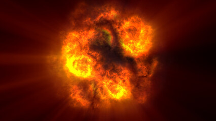Fototapeta premium fire flame ball explosion in space, illustration