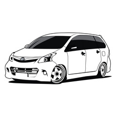 suv car black and white vector design