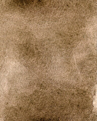 Watercolor brown background with spots and streaks. Hand-drawn illustration