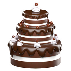 3d rendering of triple layer chocolate cake