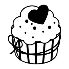 Berries Wedding Muffin isometric outline Concept, Romantic Cupcake vector Icon design, Falling in love symbol, emotions and sensations Sign, fascination and glamour stock illustration