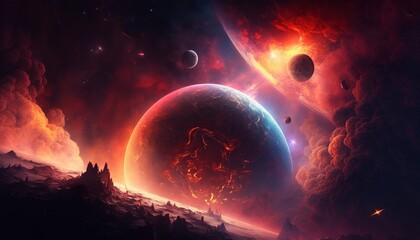Obraz premium Planet and Space Wallpaper, 4k Landscape, Beautiful Scenery