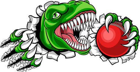 Dinosaur Cricket Player Animal Sports Mascot