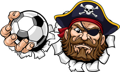 Pirate Soccer Football Ball Sports Mascot Cartoon
