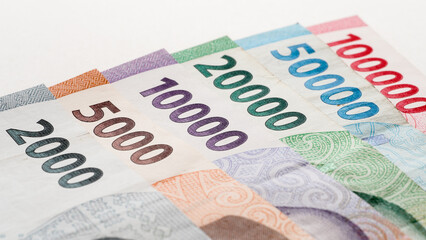 collection of new issued rupiah banknotes