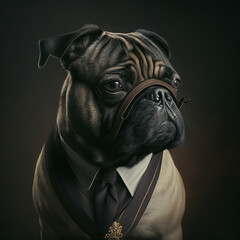 Dog formal business suit Ai generative