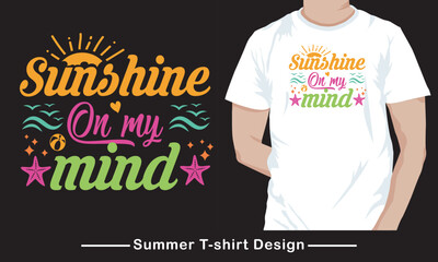 Summer typography vector t shirt design template