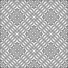 
 Monochrome ornamental texture with smooth linear shapes, zigzag lines, lace pattern.Abstract geometric black and white pattern for web page, textures, card, poster, fabric, textile.