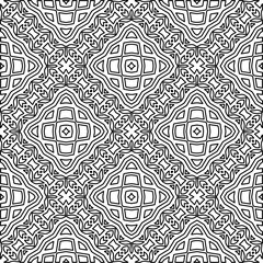 
 Monochrome ornamental texture with smooth linear shapes, zigzag lines, lace pattern.Abstract geometric black and white pattern for web page, textures, card, poster, fabric, textile.