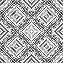
 Monochrome ornamental texture with smooth linear shapes, zigzag lines, lace pattern.Abstract geometric black and white pattern for web page, textures, card, poster, fabric, textile.