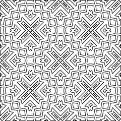 
 Monochrome ornamental texture with smooth linear shapes, zigzag lines, lace pattern.Abstract geometric black and white pattern for web page, textures, card, poster, fabric, textile.
