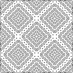 
 Monochrome ornamental texture with smooth linear shapes, zigzag lines, lace pattern.Abstract geometric black and white pattern for web page, textures, card, poster, fabric, textile.