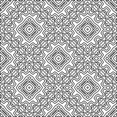 
 Monochrome ornamental texture with smooth linear shapes, zigzag lines, lace pattern.Abstract geometric black and white pattern for web page, textures, card, poster, fabric, textile.