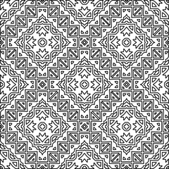 
 Monochrome ornamental texture with smooth linear shapes, zigzag lines, lace pattern.Abstract geometric black and white pattern for web page, textures, card, poster, fabric, textile.