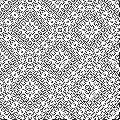 
 Monochrome ornamental texture with smooth linear shapes, zigzag lines, lace pattern.Abstract geometric black and white pattern for web page, textures, card, poster, fabric, textile.