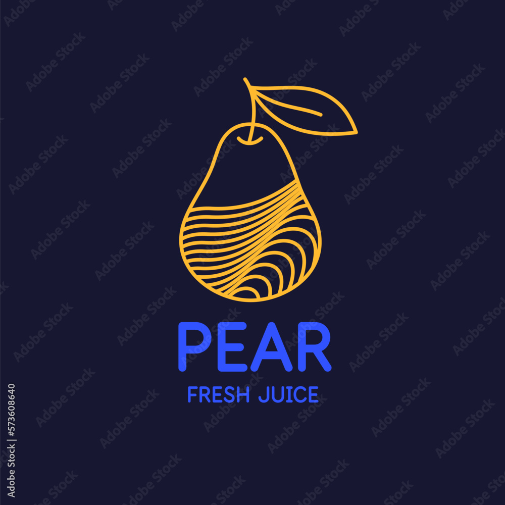 Poster illustration of a pear in a modern style. isolated image on a dark background. vector icon.