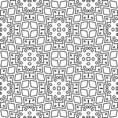  Monochrome ornamental texture with smooth linear shapes, zigzag lines, lace pattern.Abstract geometric black and white pattern for web page, textures, card, poster, fabric, textile.