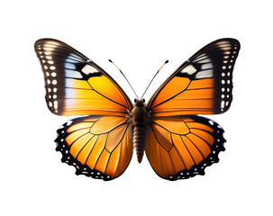 Very beautifulorange butterfly with spread wings isolated on a transparent background.