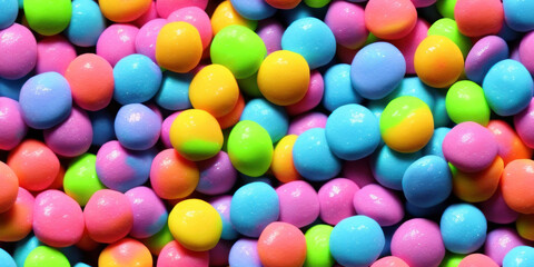 Fototapeta premium Chewy candy sweets seamless background texture (created with Generative AI)